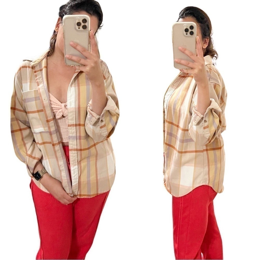 ABERCROMBIE & FITCH Oversized Plaid Flannel Shirt Sz S
